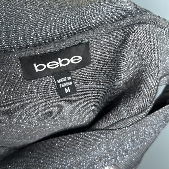 bebe lurex foil print bandage dress silver color one shoulder size M - Picture 5 of 5